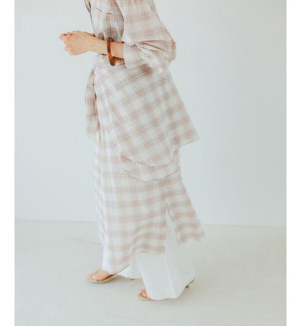  「シアーチェックシャツワンピース」|ワンピース|