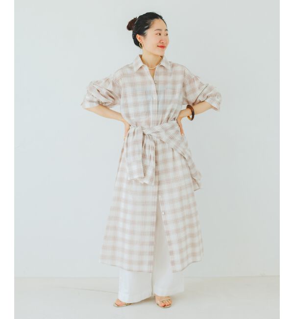  「シアーチェックシャツワンピース」|ワンピース|