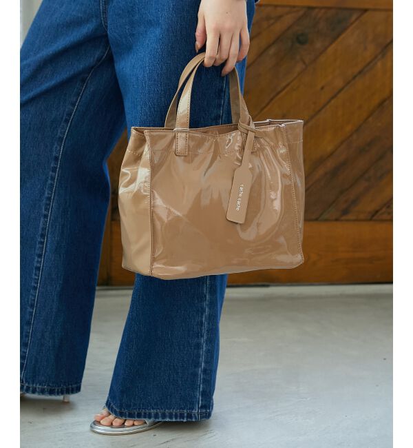 「エナメルトートバッグS」|トートバッグ|ベージュ