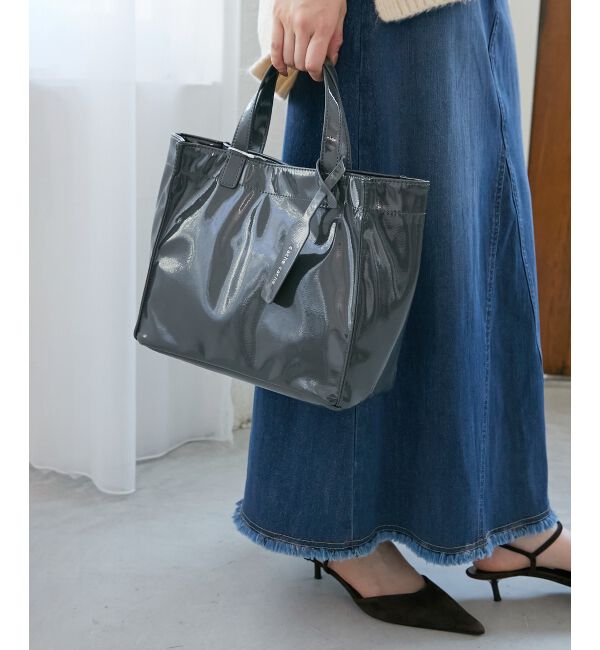  「エナメルトートバッグS」|トートバッグ|D／グレー