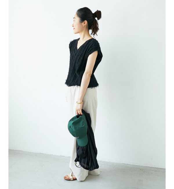  「《手洗い可能》フリンジVネックフレンチニット」|ニット・セーター|