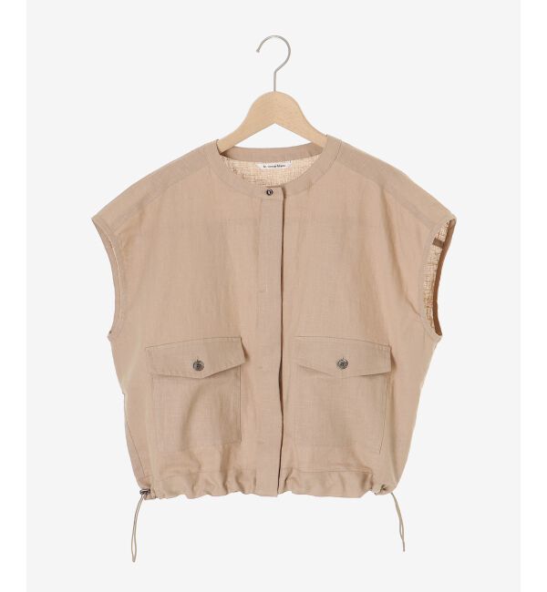  「《手洗い可能》コットン麻ノーカラーシャツジャケット」|ダウン|