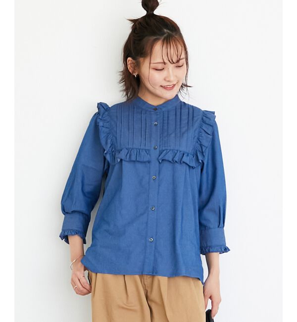  「デニムフリルブラウス」|シャツ・ブラウス|