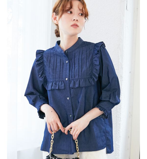  「デニムフリルブラウス」|シャツ・ブラウス|