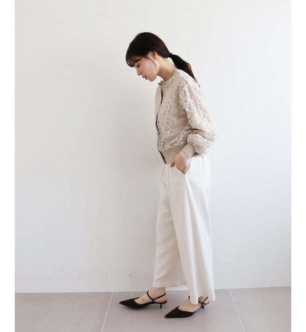  「フラワーレース刺繍ニットカーディガン」|カーディガン|