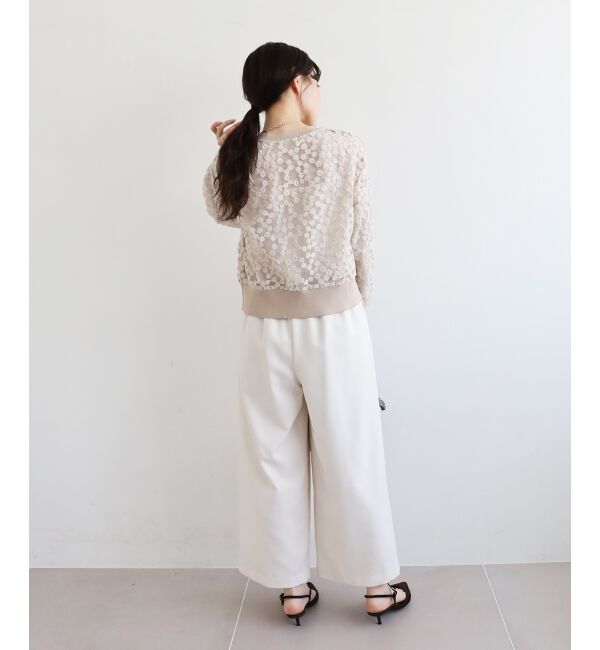  「フラワーレース刺繍ニットカーディガン」|カーディガン|