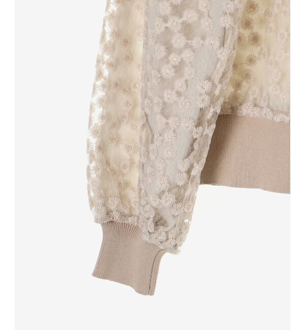  「フラワーレース刺繍ニットカーディガン」|カーディガン|