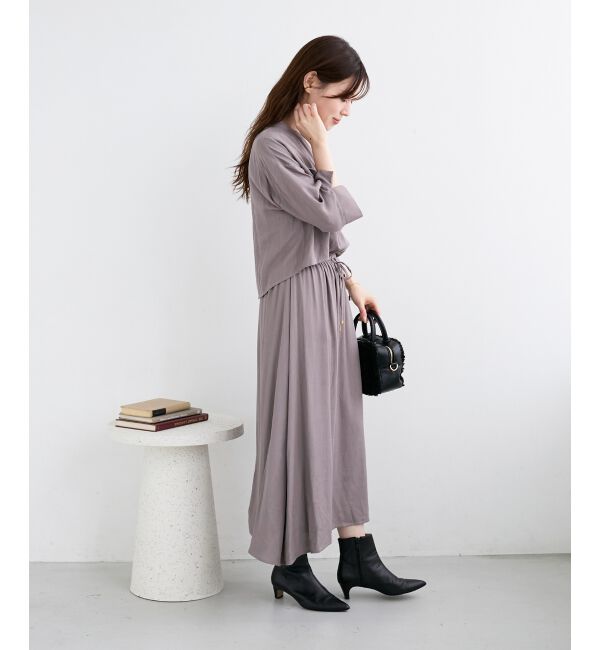  「リネンライクハーフスリーブワンピース」|ワンピース|