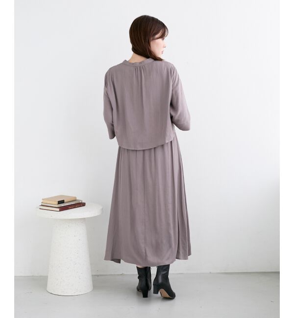  「リネンライクハーフスリーブワンピース」|ワンピース|