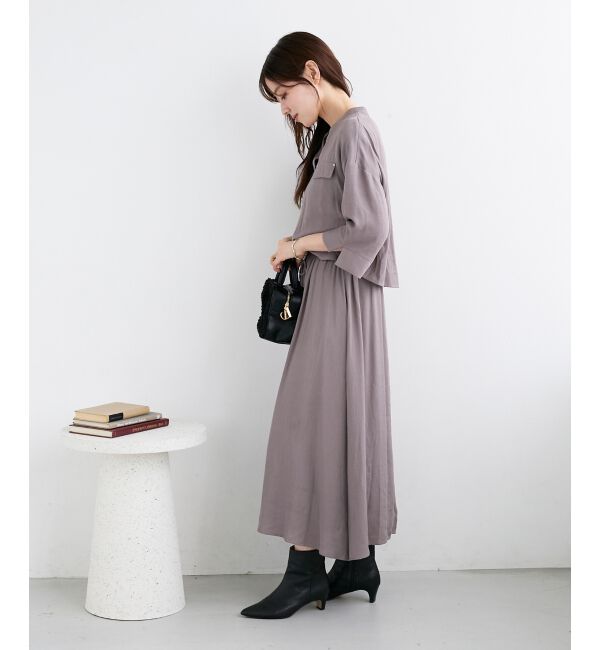  「リネンライクハーフスリーブワンピース」|ワンピース|