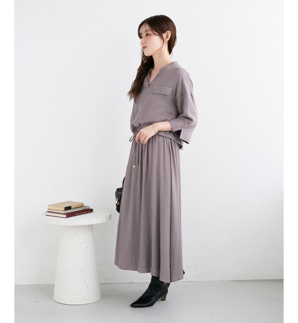  「リネンライクハーフスリーブワンピース」|ワンピース|