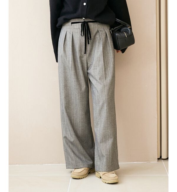  「ヘリンボーンベロアリボンパンツ」|その他|