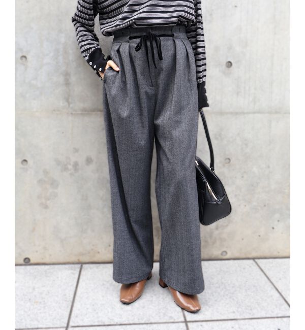  「ヘリンボーンベロアリボンパンツ」|その他|