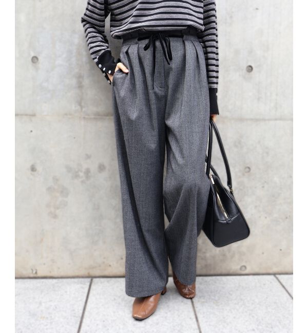  「ヘリンボーンベロアリボンパンツ」|その他|