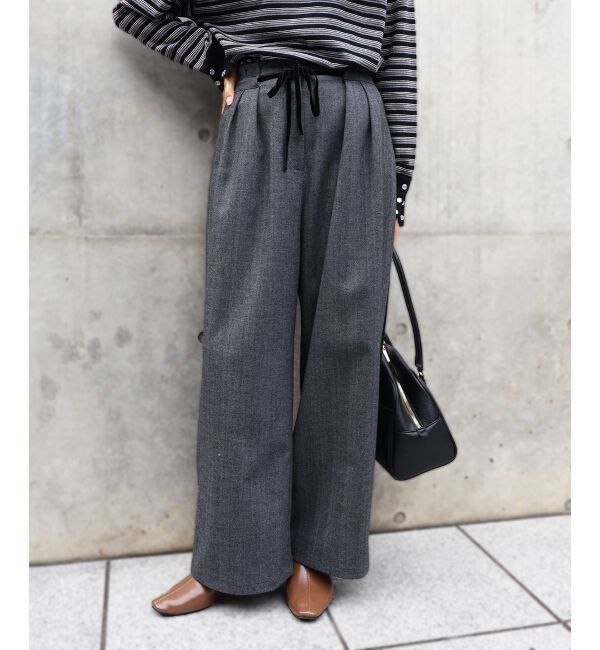  「ヘリンボーンベロアリボンパンツ」|その他|