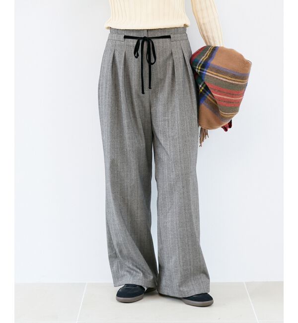  「ヘリンボーンベロアリボンパンツ」|その他|