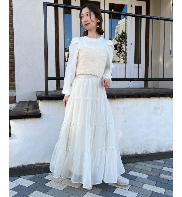 MAJESTICLEGON「シアーボリュームティアードスカート」|スカート|