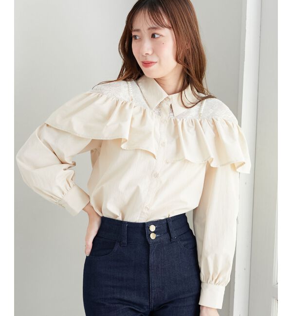  「パールチェーンフリルブラウス」|シャツ・ブラウス|