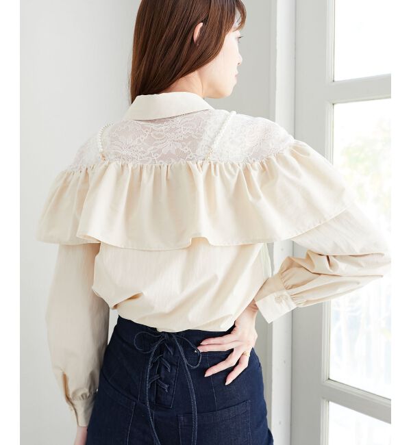  「パールチェーンフリルブラウス」|シャツ・ブラウス|
