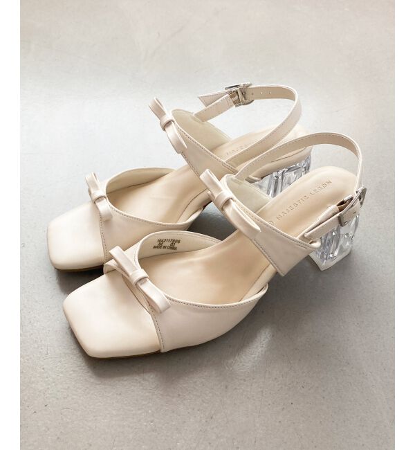 MAJESTICLEGON「クリアビジューヒールリボンサンダル」|サンダル|