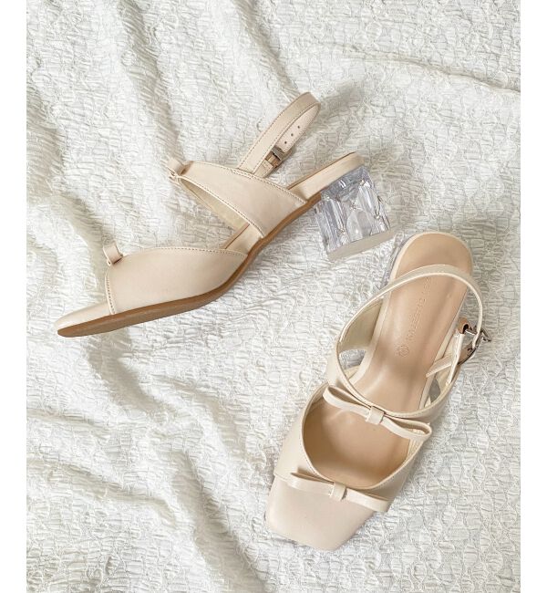 MAJESTICLEGON「クリアビジューヒールリボンサンダル」|サンダル|