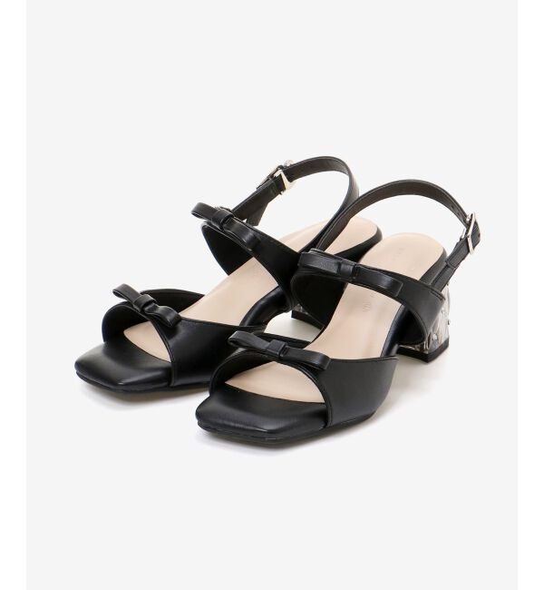 MAJESTICLEGON「クリアビジューヒールリボンサンダル」|サンダル|