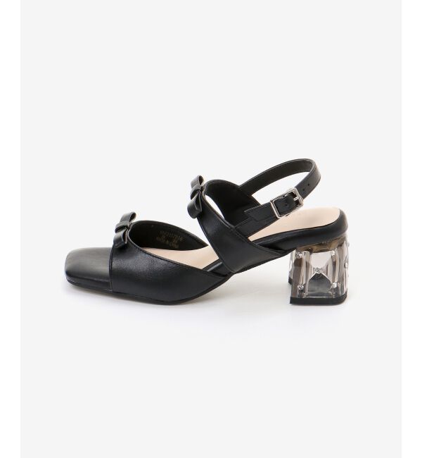 MAJESTICLEGON「クリアビジューヒールリボンサンダル」|サンダル|