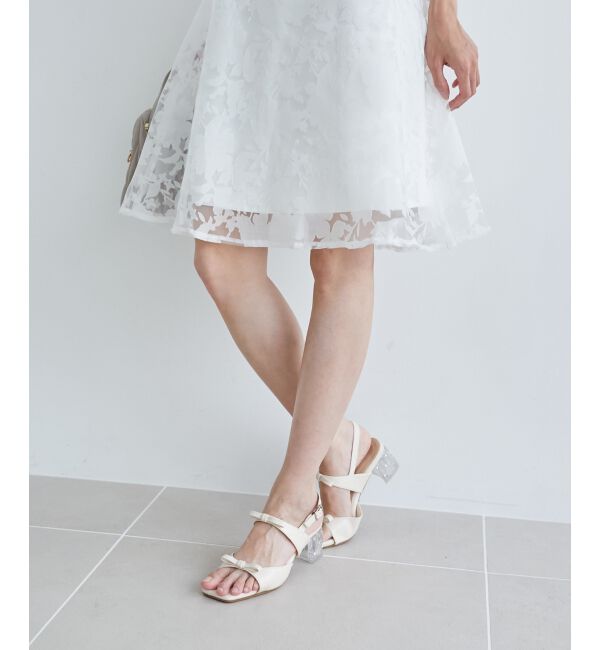 MAJESTICLEGON「クリアビジューヒールリボンサンダル」|サンダル|