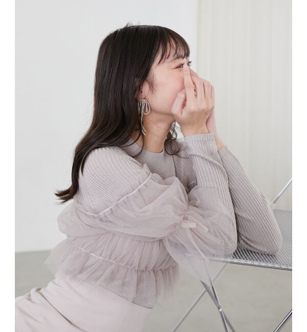  「チュールレイヤードリブニット」|ニット・セーター|