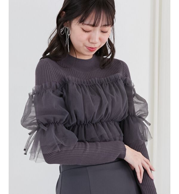  「チュールレイヤードリブニット」|ニット・セーター|
