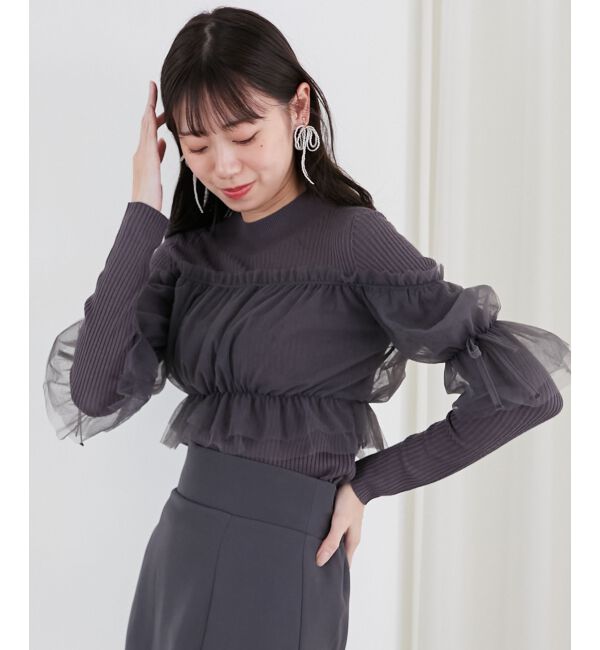  「チュールレイヤードリブニット」|ニット・セーター|