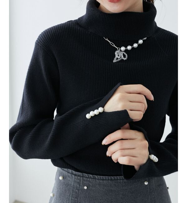 MAJESTICLEGON「ベーシックタートルニット」|ニット・セーター|ブラック