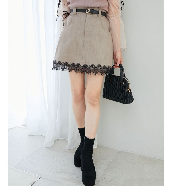 MAJESTICLEGON「細ベルトミニスカパン」|スカート|ベージュ