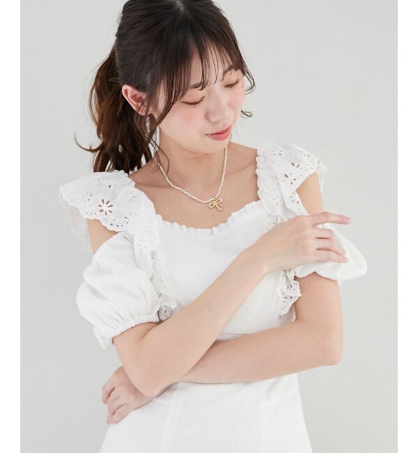  「肩レースフリルワンピース」|ワンピース|アイボリー