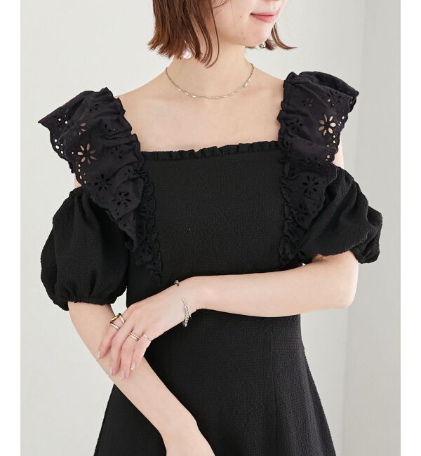  「肩レースフリルワンピース」|ワンピース|