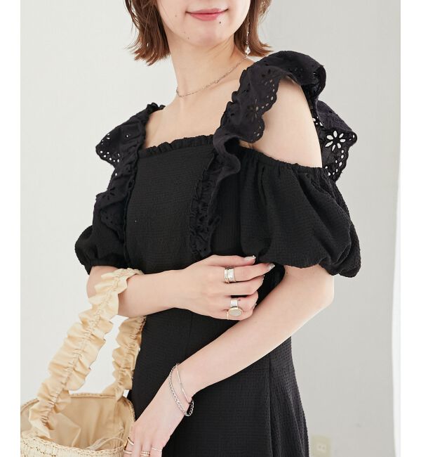  「肩レースフリルワンピース」|ワンピース|