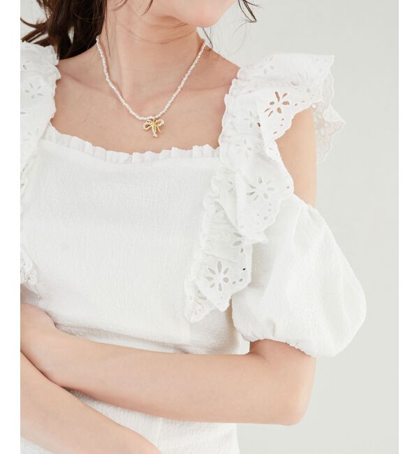  「肩レースフリルワンピース」|ワンピース|
