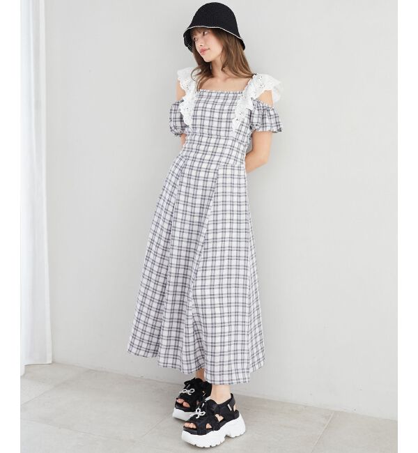  「肩レースフリルワンピース」|ワンピース|