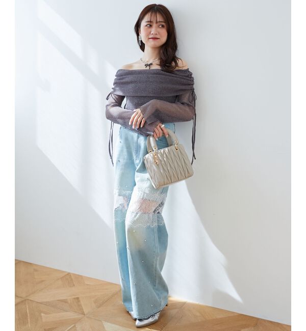  「ドロストオフショルラメチュールトップス」|Tシャツ・カットソー|