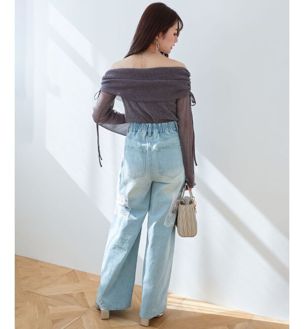  「ドロストオフショルラメチュールトップス」|Tシャツ・カットソー|