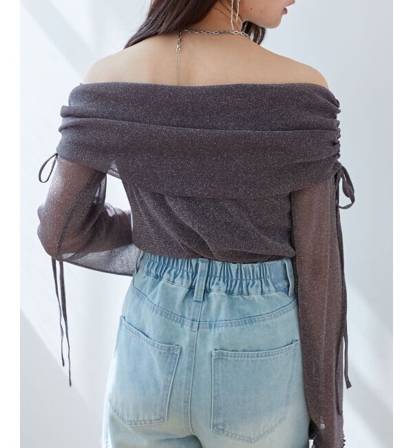  「ドロストオフショルラメチュールトップス」|Tシャツ・カットソー|