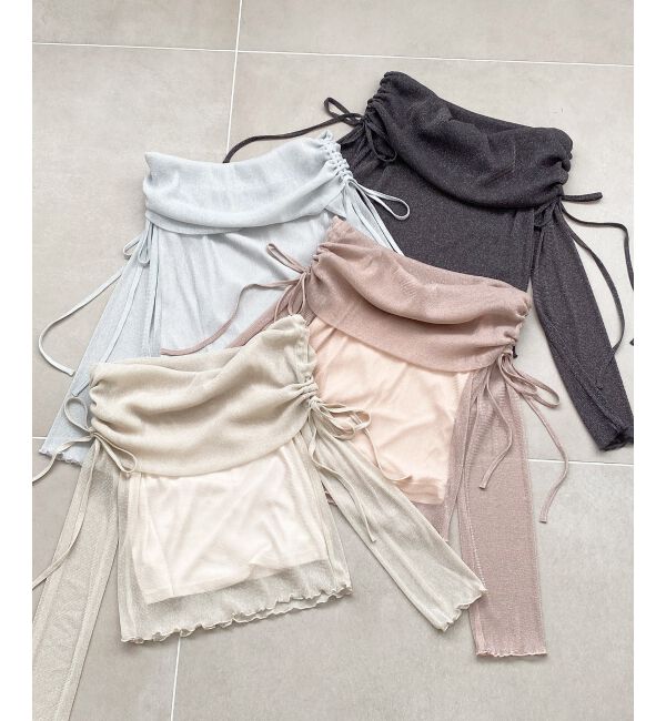  「ドロストオフショルラメチュールトップス」|Tシャツ・カットソー|