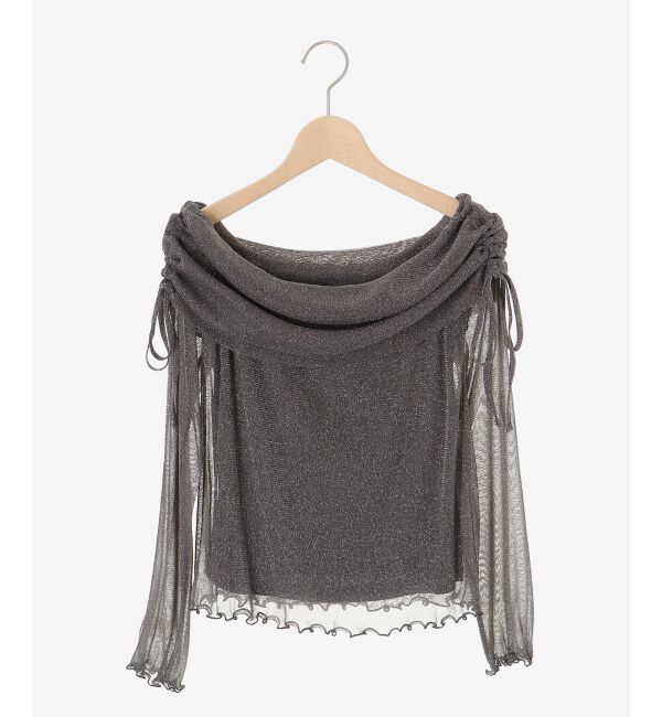  「ドロストオフショルラメチュールトップス」|Tシャツ・カットソー|