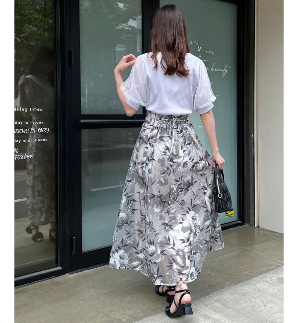  「パールチュールスリーブトップス」|Tシャツ・カットソー|