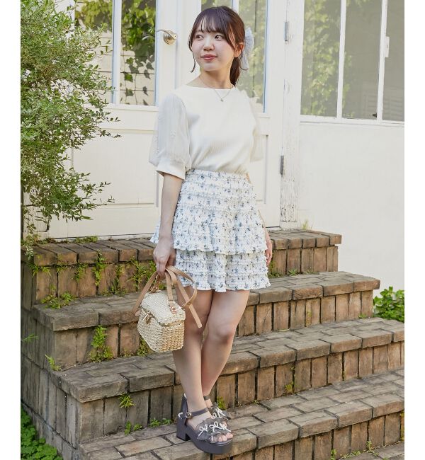  「パールチュールスリーブトップス」|Tシャツ・カットソー|