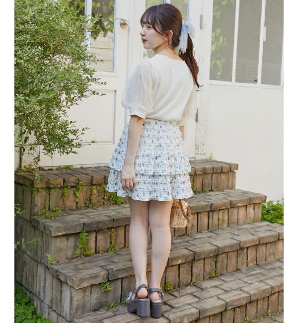  「パールチュールスリーブトップス」|Tシャツ・カットソー|