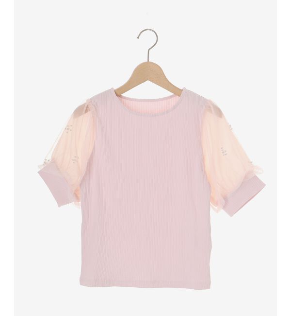  「パールチュールスリーブトップス」|Tシャツ・カットソー|