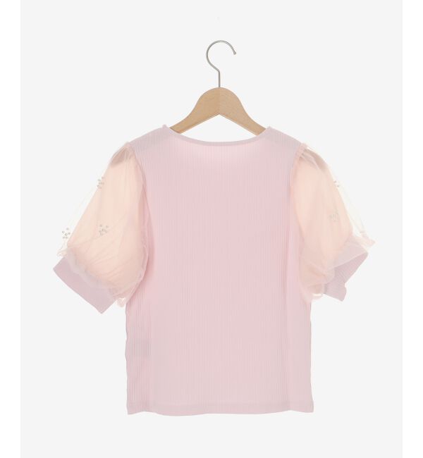  「パールチュールスリーブトップス」|Tシャツ・カットソー|