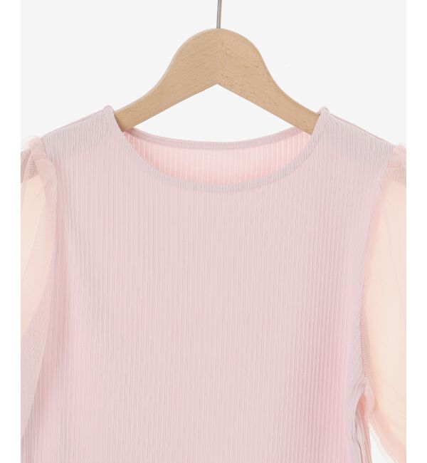  「パールチュールスリーブトップス」|Tシャツ・カットソー|