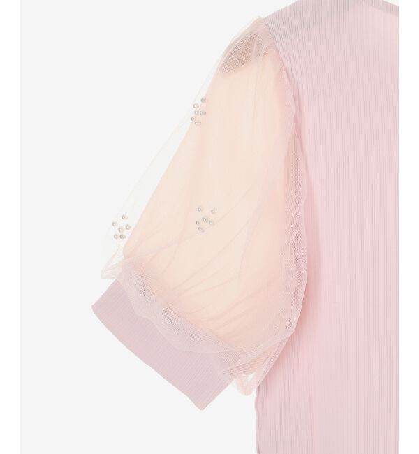  「パールチュールスリーブトップス」|Tシャツ・カットソー|